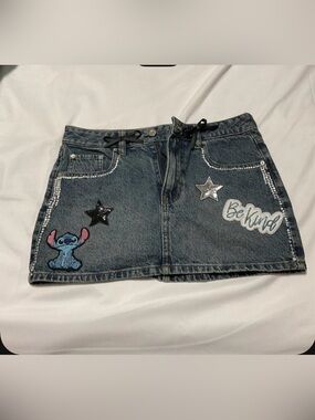 PacSun Blue Denim Mini Skirt with Patch Details